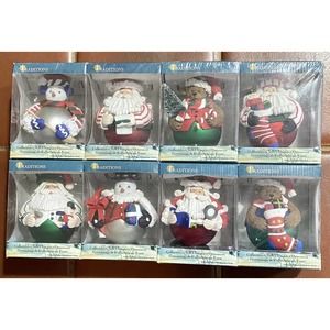 Set of 8 Traditions Collectible Glass Christmas Ornaments Snowmen Santas & Bears